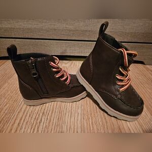 Cat & Jack Brown Boots with Red and Yellow Laces